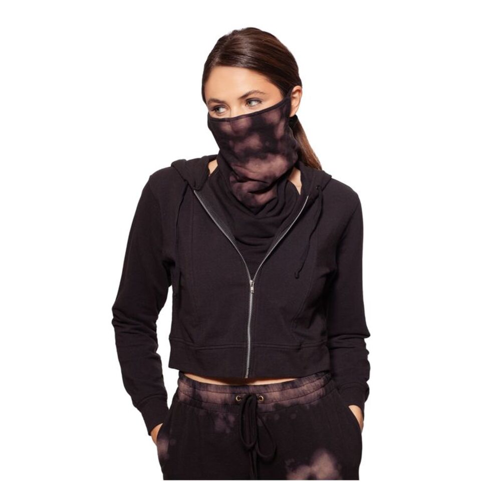 NWT BAM BY BETSY & ADAM Womens Black Tie Cropped Zip-up Hoodie Jacket XS